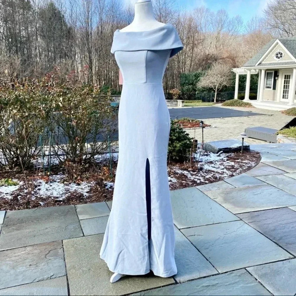 NWT Anthropologie BHLDN Maxi Dress Off Shoulder Formal Long Thompson Aqua Bliss - Picture 7 of 12
